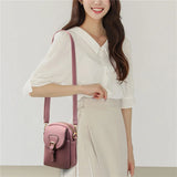 Vintage Pu Leather Small Crossbody Bags Solid Flap Phone Pouch