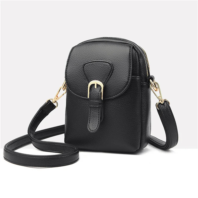 Vintage Pu Leather Small Crossbody Bags Solid Flap Phone Pouch