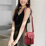 Vintage Pu Leather Small Crossbody Bags Solid Flap Phone Pouch
