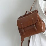Vintage PU Leather Small Backpack Shoulder Bag College Style