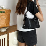 Vintage Pu Women's Armpit Bag Zipper Shoulder Bag