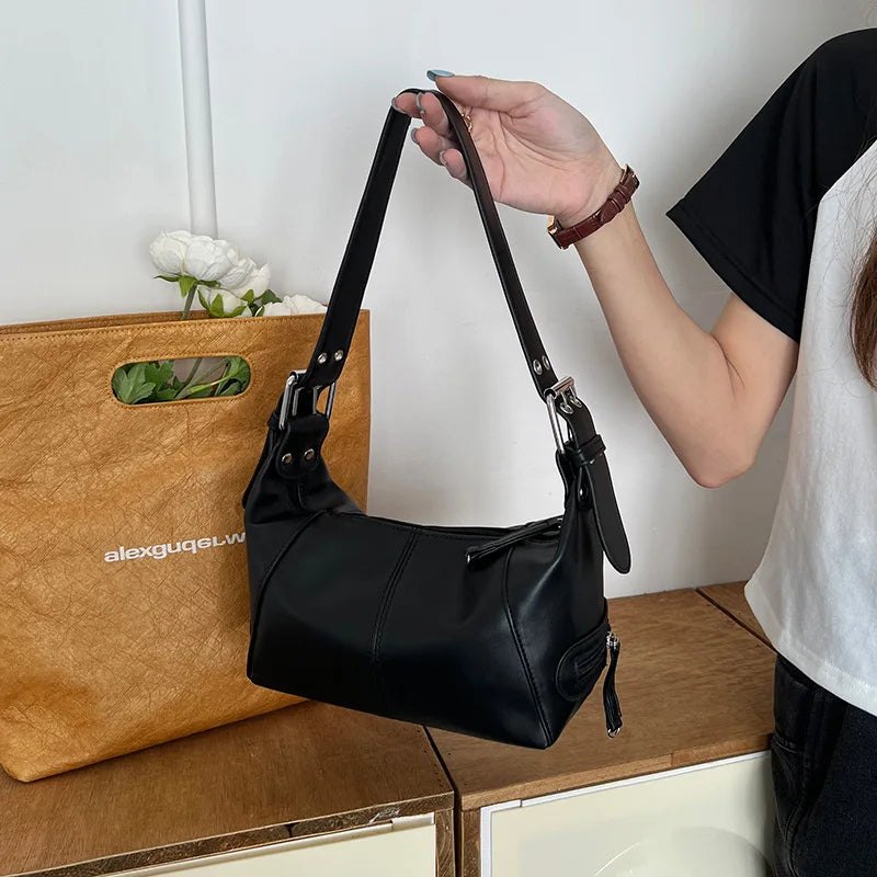 Vintage Pu Women's Armpit Bag Zipper Shoulder Bag