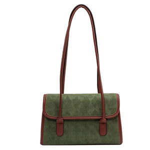 Vintage Pu Women's Flap Bag Casual Magnetic Button Shoulder Bag Solid Shopping B