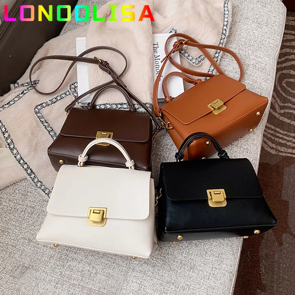 Vintage Pure Tote Bag PU Leather Women's Handbag