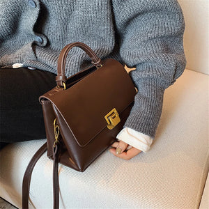 Vintage Pure Tote Bag PU Leather Women's Handbag