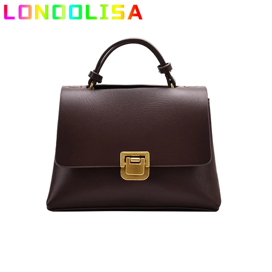 Vintage Pure Tote Bag PU Leather Women's Handbag