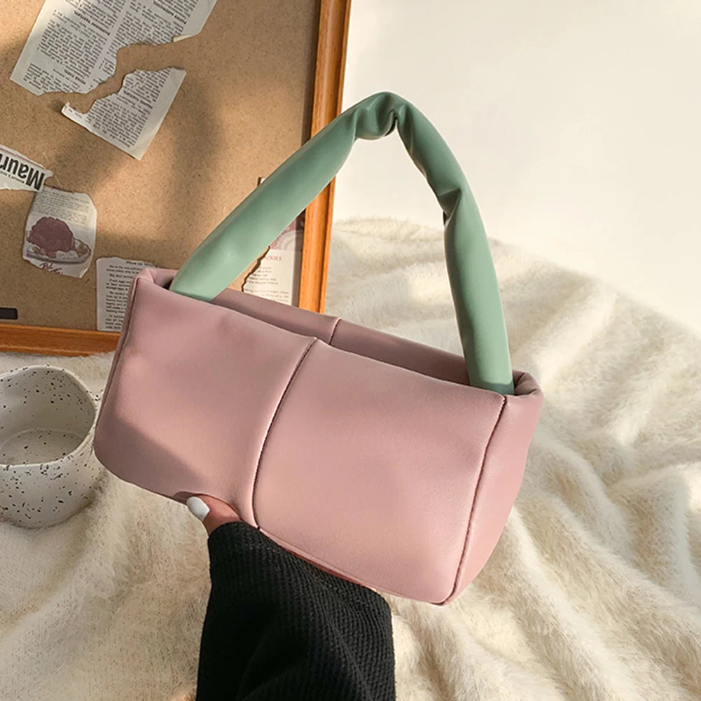 Vintage Quilted Lattice Handbag Women Top-Handle Bag Casual PU Leather Handbags