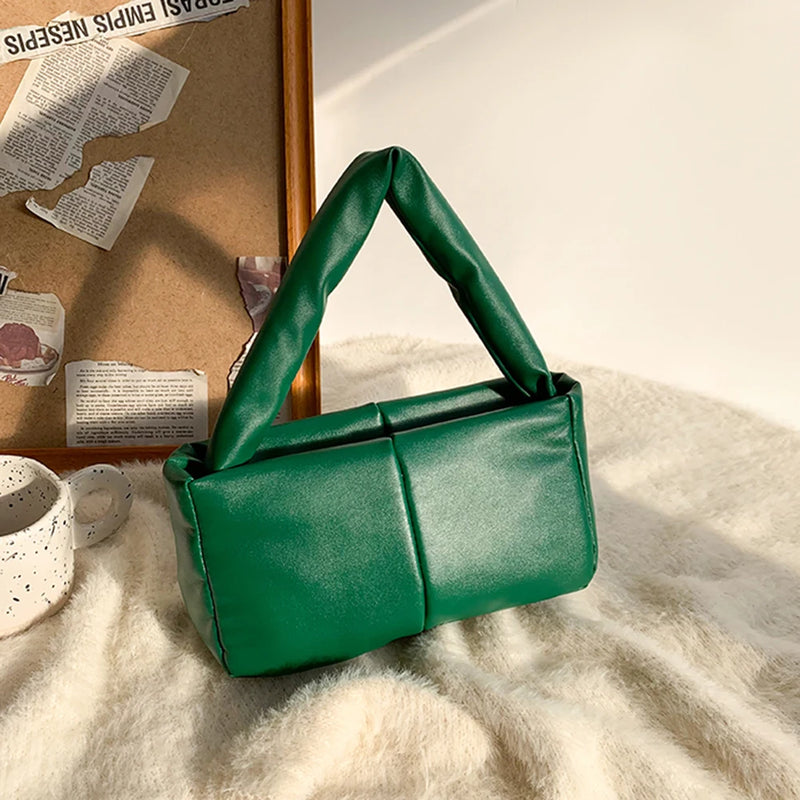 Vintage Quilted Lattice Handbag Women Top-Handle Bag Casual PU Leather Handbags