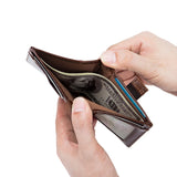 Vintage RFID Short Wallet For Men Cow Leather Purse Elastic Card Slots