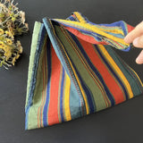 Vintage Rainbow Stripes Shoulder Bag Women Large Canvas Handbag
