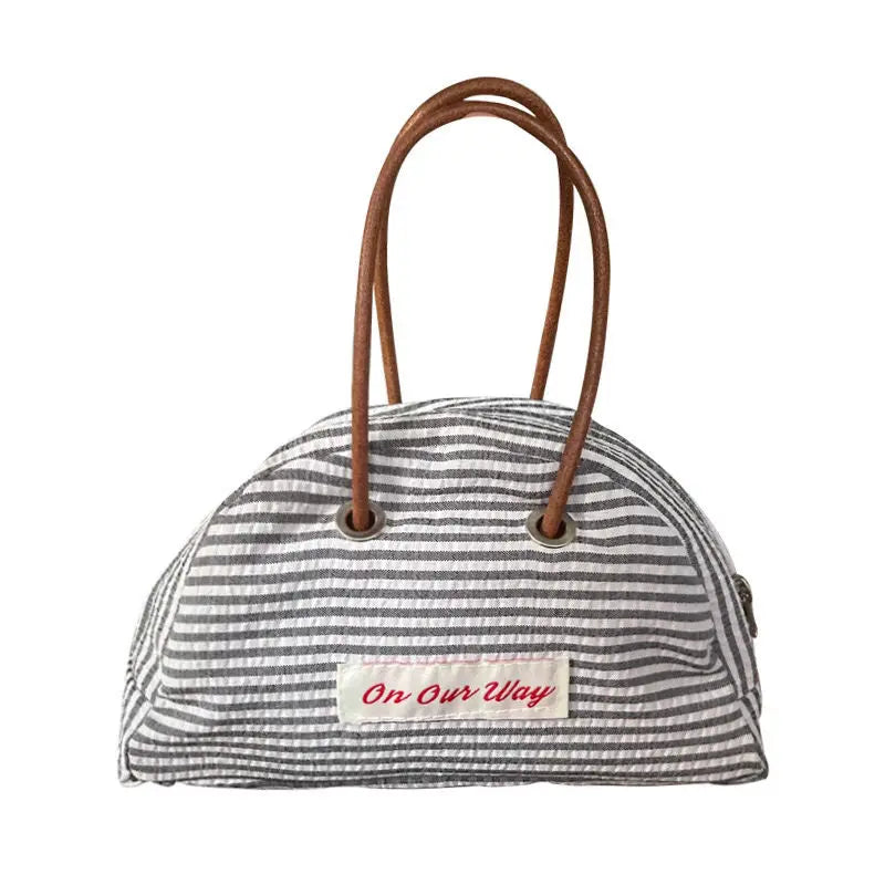 Vintage Japanese Semi-circular Leather Rope Handbag