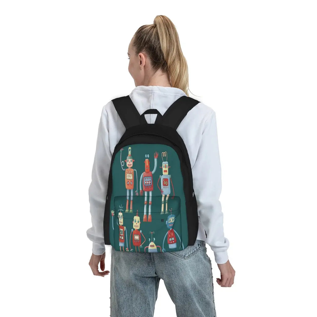 Vintage Retro Robots Backpacks Men's Backpacks Bags For Women Kids