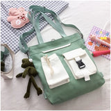 Vintage Retro Students Harajuku Shoulder Bags Women Patchwork Large Capacity