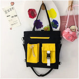 Vintage Retro Students Harajuku Shoulder Bags Women Patchwork Large Capacity