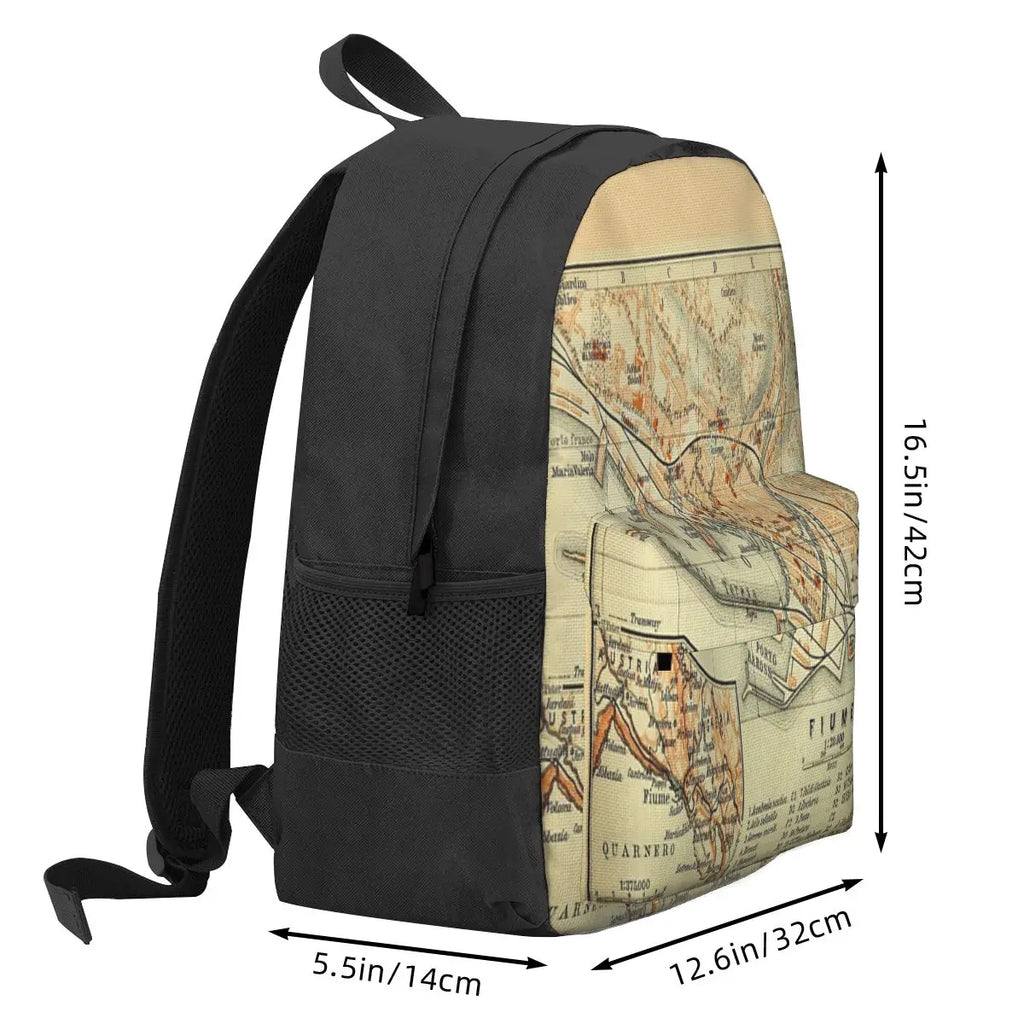 Vintage Rijeka Croatia Map 1911 Backpacks Men's Backpacks Bags For Women