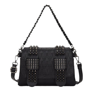 Vintage Rivet Crossbody Bag Women PU Leather Messenger Bag