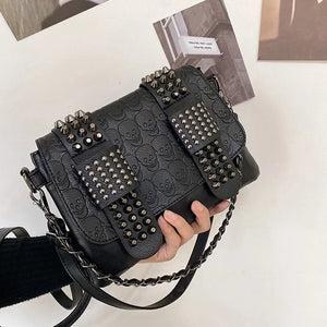 Vintage Rivet Crossbody Bag Women PU Leather Messenger Bag