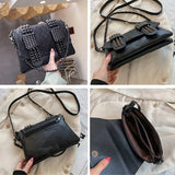 Vintage Rivet Crossbody Bag Women PU Leather Messenger Bag