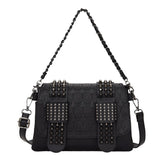 Vintage Rivet Crossbody Bag Women PU Leather Messenger Bag