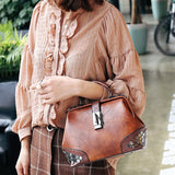Vintage Rivet Handbaag Female PU Leather Crossbody Bag Lock Handle Bags