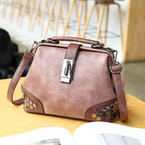 Vintage Rivet Handbaag Female PU Leather Crossbody Bag Lock Handle Bags