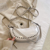 Vintage Rivet Shoulder Bag Large Capacity Messenger Motorcycle Bag