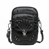Vintage Rivet Shoulder Bag Soft PU Leather Mobile Phone Bag Small Crossbody Bag