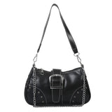 Vintage Rivet Women's Shoulder Bags Solid Ladies Underarm Bag Chain Small Handba