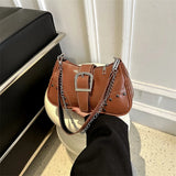 Vintage Rivet Women's Shoulder Bags Solid Ladies Underarm Bag Chain Small Handba