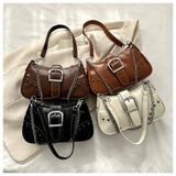 Vintage Rivet Women's Shoulder Bags Solid Ladies Underarm Bag Chain Small Handba