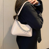 Vintage Saddle Crossbody Bag PU Leather Handbag Chain Solid Shoulder Side