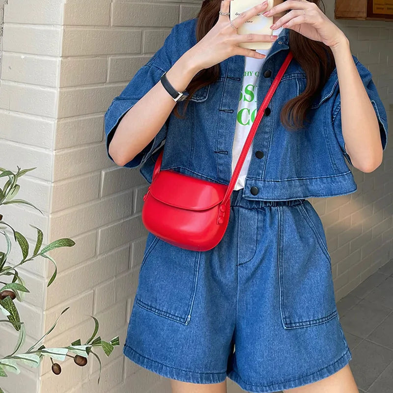 Vintage Saddle Shoulder Bag Purse for Women Solid Ladies Small Messenger Bags