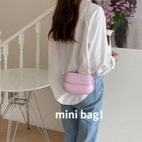 Vintage Saddle Shoulder Bag Purse for Women Solid Ladies Small Messenger Bags