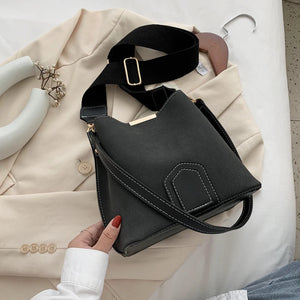 Vintage Leather Bucket Bag Crossbody Handbag for Women