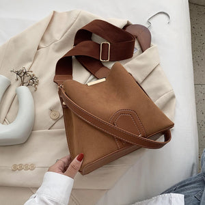 Vintage Scrub Leather Bucket Bags for Women Crossbody Handbags