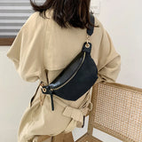 Vintage Scrub Leather Waist Bag Belt Chain Fanny Pack Banana Women Waist Pack