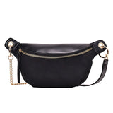 Vintage Scrub Leather Waist Bag Belt Chain Fanny Pack Banana Women Waist Pack