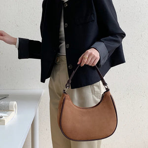 Vintage Scrub PU Leather Small Suede Shoulder Bags For Women