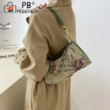 Vintage Shoulder Bag Women Oil Painting Print Underarm Bag