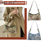 Vintage Shoulder Bag Women Oil Painting Print Underarm Bag