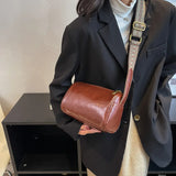 Vintage Pillow Shape Crossbody Bag Wide Strap Satchel Handbag