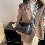 Vintage Pillow Shape Crossbody Bag Wide Strap Satchel Handbag