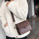Vintage PU Leather Shoulder Bag for Women Crossbody Messenger Bag
