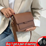 Vintage PU Leather Shoulder Bag for Women Crossbody Messenger Bag