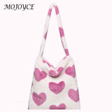 Vintage Shoulder Bag Large Capacity Soft Plush Tote Messenger Bag Love Print Leo