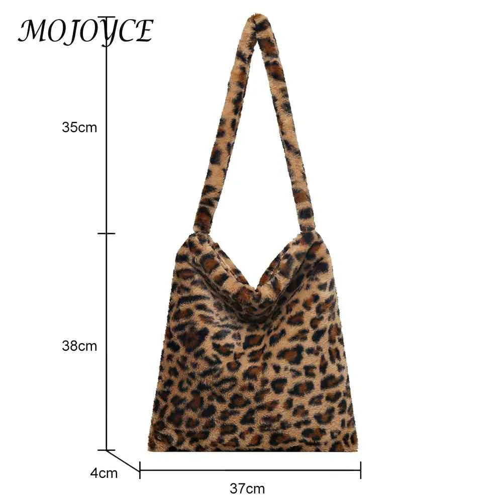 Vintage Shoulder Bag Large Capacity Soft Plush Tote Messenger Bag Love Print Leo