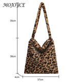 Vintage Shoulder Bag Large Capacity Soft Plush Tote Messenger Bag Love Print Leo