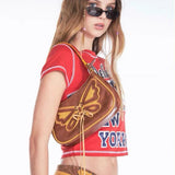 Vintage Pu Leather Butterfly Women Bag Handbag Chain Tote Purses Little Bag