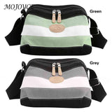 Vintage Striped Canvas Messenger Bag Small Square Zipper Shoulder Bag