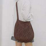 Vintage Knitted Shoulder Bag Women Winter Large Capacity Purse Handbag